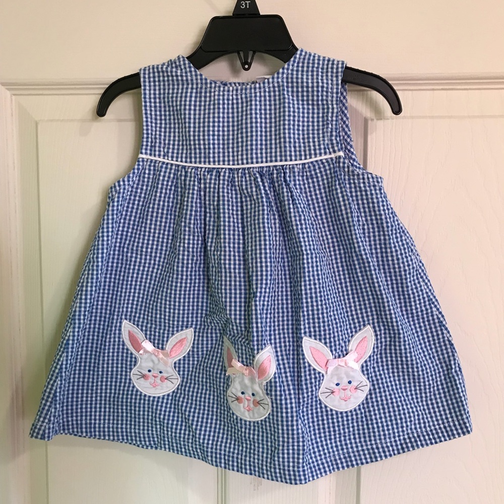 Easter seersucker dress/ bloomer set